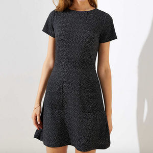 LOFT Black Flecked Pocket Flare Dress Size 18